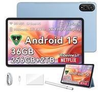 MEGA2 Tablette Tactile 11.97 Android 15 2.4G+5G Wifi, RAM 36 Go ROM 256 Go/SD 2 To 9000mAh Tablette PC Dual Sim - Bleu