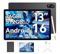 Blackview Mega8 Android 16 Tablette 13 Pouces,36Go RAM + 512Go ROM/2To TF,90Hz 2K Tablette Tactile,4G LTE+5G WiFi,2.2GHz Octa-Core T620 Tablettes Gaming,11000mAh/50MP + 13MP/Gemini AI 2.0/Widevine L1