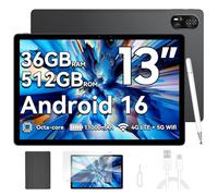 Blackview Mega8 Android 16 Tablette 13 Pouces,90Hz 2K Tablette Tactile, 2.2GHz Octa-Core T620 Tablettes Gaming, 12Go RAM + 512Go ROM/2To TF, 4G LTE SIM, 11000mAh/50MP + 13MP/Gemini AI 2.0/Widevine L1