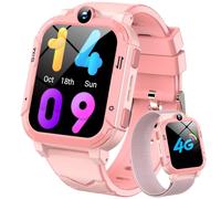 Blackview Montre Connectée Enfant 4G, GPS+LBS+WiFi, Fonction SOS, Appels Vidéo/Téléphonique,Podomètre, Moniteur de Sommeil,Caméra, pour Les Filles et Garçon Fille 5-16 Ans（Rose）