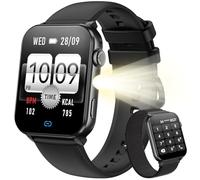 Blackview Montre Connectée Femme Homme, Torche Intégrée, Appel Bluetooth Podomètre Cardiofréquencemètre Oxymètre, Étanchéité IP68, Cycle Menstruel, Analyse du Sommeil, pour Android et iOS (Noire)