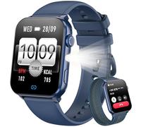 Blackview Montre Connectée Femme Homme, Torche Intégrée, Appel Bluetooth Podomètre Cardiofréquencemètre Oxymètre, Étanchéité IP68, Cycle Menstruel, Analyse du Sommeil, pour Android et iOS (Bleu)