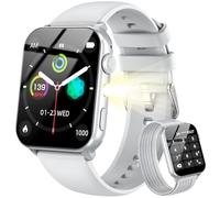 Blackview Montre Connectée Femme Homme, Torche Intégrée, Appel Bluetooth Podomètre Cardiofréquencemètre Oxymètre, Étanchéité IP68, Cycle Menstruel, Analyse du Sommeil, pour Android et iOS (Gris)