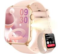 Blackview Montre Connectée Femme Homme, Torche Intégrée, Appel Bluetooth Podomètre Cardiofréquencemètre Oxymètre, Étanchéité IP68, Cycle Menstruel, Analyse du Sommeil, pour Android et iOS (Rose)