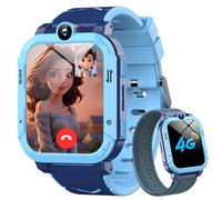 Blackview Montre Connectée Fille Garçon à 4G, GPS+LBS+WiFi, SOS, Caméra Frontale, Appels Vidéo, Podomètre, pour Filles et Garçon 5-16 Ans（Bleu）