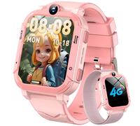 Blackview Montre Connectée Fille Garçon à 4G, GPS+LBS+WiFi, SOS, Caméra Frontale, Appels Vidéo, Podomètre, pour Filles et Garçon 5-16 Ans （Rose）