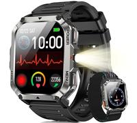 Blackview Montre Connectée Homme Femme, Illumination,Boussole,Batterie 900 mAh, Écran Tacile, Appel Bluetooth, Cardiofréquence, Analyse Sommeil, 100+ Modes Sport,pour Android/iOS (Noire)