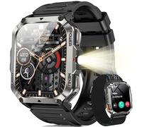 Blackview Montre Connectée Homme Femme, Illumination,Boussole,Batterie 900 mAh, Écran Tacile, Appel Bluetooth, Cardiofréquence, Analyse Sommeil, 100+ Modes Sport,pour Android/iOS (Noire)