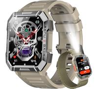 Blackview Montre Connectée Homme, Fonction Ilumination, Double Bracelets, Écran 1.39" TFT, Cardiofréquence/SPO2 à 24 Heures, Analyse Sommeil, 100 Modes de Sport, pour Android/iOS (Kaki)