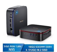 Mini PC MP60 RAM 16Go Stockage 512 Go M.2 SSD, Windows 11 Pro, WiFi 2.4G+5G, Intel Alder Lake N95, 3.40 GHz - Noir