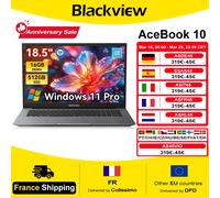 Blackview Ordinateur Portable AceBook 10 16 Go DDR4 512 Go SSD 4-Cœur Intel Twin Lake N150 Écran LCD 18.5" Ordinateurs Portables pour Entreprise Étudiant Windows 11 Pro IPS noir