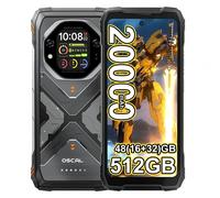 BlackView Oscal TANK 1 [Chargeur UE non inclus] Smartphone robuste 48 Go (16 + 32) + 512 Go 20 000 mAh 5G 6,78'' 2,4 K 120 Hz NFC 64 MP Orange