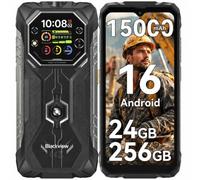 Blackview Rock 1 Téléphone Incassable Android 16 pour Chantier & Randonnée | 15000mAh, 24Go+256Go,Vision Nocturne 20MP,Double Écran Smartphone Incassable, IP69K/NFC/3 Ans Garantie