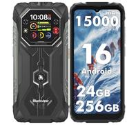 Blackview ROCK 1 Téléphone Portable Incassable Android 16, 24GB+256GB Téléphone Incassable, 20MP Vision Nocturne, 15000mAh, Gemini AI, 6.56" HD+ 2.01" Écran, Étanche IP69K, NFC/GPS/OTG/2 Ans Garantie