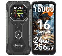 Blackview Rock 1 Telephone Portable Incassable Android 16 pour Chantier & Randonnée, Smartphone Incassable Étanche 15000mAh à Double Écran,Vision Nocturne 20MP, 24Go+256Go, 490g/3 Ans Garantie