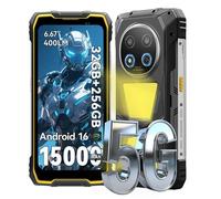 Blackview ROCK 2 Pro 5G Téléphone Portable Incassable 6,67"" Android 16,Lampe Camping 400lm,32Go+256Go,15000mAh,IP69K/IP68,NFC,Jaune