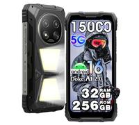 Blackview ROCK 2 PRO 5G Téléphone Portable Incassable, Android 16, Lampe camping 400 Im, 32 Go+256 Go AI Téléphone, 6,67"FHD+120Hz, 15000mAh Smartphone Incassable, 16MP+13MP, IP69K/WiFi 5/NFC/OTG/Noir