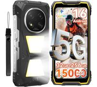 Blackview ROCK 2 Pro Smartphone robuste débloqué 5G, Android 16, 8 Go RAM + 24 Go extension virtuelle (total 32 Go) + 256 Go ROM, Batterie 15000 mAh, Écran 6,67" 120 Hz, Double SIM, NFC, GPS, OTG, Gem