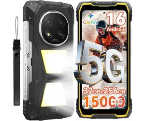 Blackview ROCK 2 Pro Smartphone robuste débloqué 5G, Android 16, 8 Go RAM + 24 Go extension virtuelle (total 32 Go) + 256 Go ROM, Batterie 15000 mAh, Écran 6,67" 120 Hz, Double SIM, NFC, GPS, OTG, Gem
