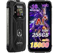 Blackview Rock Smartphone Robuste 24Go + 256Go 15000mAh/33W 16MP Caméra 6,56'' IP68 AI Téléphone Portable Incassable NFC GPS Noir
