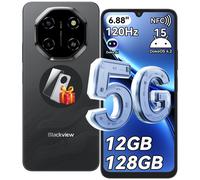 Blackview Shark 6 Handy 5G, 6,88", 12Go(4+8Go)+128Go/2TBTF, Octa Core, AI Fotoalbum, Android 15, ohne vertrag, 5000mAh, Dual SIM, NFC, 120Hz, 18W