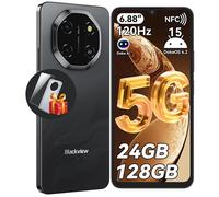 BLACKVIEW Shark 6 Smartphone 5G Android 15 Téléphone Portable,24Go+128Go,5000mAh,6.88'' HD,120Hz,16+8MP,Dual SIM/NFC/Face ID,Noir