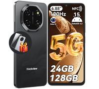Blackview Shark 6 Smartphone 5G, Telephone Portable Pas Cher 6.88'' HD 120Hz, Android 15, Unisoc T8100, 24GB+128GB/2TB TF, 5000mAh, 16MP+8MP, 5G Dual SIM/OTG/NFC/Face ID/Fingerprint
