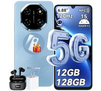 Blackview Shark 6 Telephone Portable 5G, Smartphone Pas Cher 6.88'' HD 120Hz, Android 15, Unisoc T8100, 12GB+128GB/2TB TF, 5000mAh, 16MP+8MP, Smartphone 5G Dual SIM/OTG/NFC/Face ID/Fingerprint