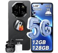 Blackview Shark 6 Telephone Portable 5G, Smartphone Pas Cher 6.88'' HD 120Hz, Android 15, Unisoc T8100, 12GB+128GB/2TB TF, 5000mAh, 16MP+8MP, Smartphone 5G Dual SIM/OTG/NFC/Face ID/Fingerprint