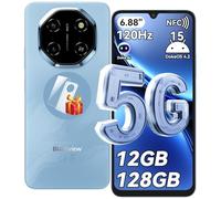 Blackview Shark 6 Telephone Portable 5G, Smartphone Pas Cher 6.88'' HD 120Hz, Android 15, Unisoc T8100, 12GB+128GB/2TB TF, 5000mAh, 16MP+8MP, Smartphone 5G Dual SIM/OTG/NFC/Face ID/Fingerprint