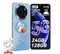 Blackview SHARK6 5G Téléphone Portable Débloqué 24Go+128Go/2To 6.67"" 50MP+13MP 5000mAh Android 15 Smartphone-Bleu avec Airbuds20