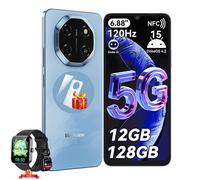 Blackview SHARK6 5G Smartphone Débloqué 12Go+128Go/2To 6.67" 50MP+13MP 5000mAh Android15 Téléphone-Bleu avec R50 montre intelligente