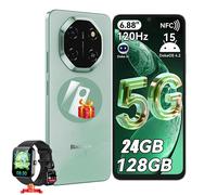Blackview SHARK6 5G - Smartphone débloqué Vert, 8Go (ext. jusqu'à 24Go) +128Go, 6,88'' 120Hz, 5000mAh, Android 15