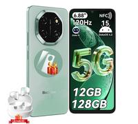 Blackview SHARK6 5G Téléphone Portable Débloqué 12Go+128Go/2To 6.67"" 50MP+13MP 5000mAh Android 15 Smartphone-Vert avec Airbuds20