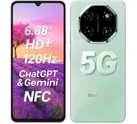 Blackview Smartphone Shark 6 5G,24GO(8+16)+128GO,Android 15 Téléphone Portable,6.88"" HD+,120Hz,16MP+8MP,5000mAh,Double SIM,NFC,Vert