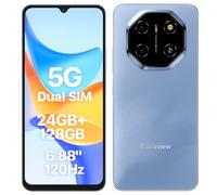 Blackview Smartphone Shark 6 5G avec IA, 24GO+128GO, Écran 6.88" HD+ 120Hz, 3 Assistants IA Intégrés, Caméra 16MP+8MP, Batterie 5000mAh, Double SIM 5G, Android 15 Téléphone Débloqué, GPS NFC, Bleu