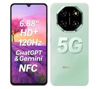 Blackview Smartphone Shark 6 5G avec IA, 24GO+128GO, Écran 6.88" HD+ 120Hz, 3 Assistants IA Intégrés, Caméra 16MP+8MP, Batterie 5000mAh, Double SIM 5G, Android 15 Téléphone Débloqué, GPS NFC, Vert