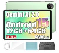 Blackview Tab 20 Wifi Tablette Google Gemini AI 2.0, 10.1"" Android 15 2.4G+5G Wifi,12+64 Go-SD 2 To 6600mAh Vert Avec Clavier K1