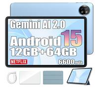 Blackview Tab 20 Wifi Tablette Tactile Google Gemini AI 2.0, 10.1" Android 15 2.4G+5G Wifi, 12 Go+64 Go-SD 2 To 6600mAh - Bleu