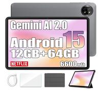 Blackview Tab 20 Wifi Tablette Tactile Google Gemini AI 2.0, 10.1" Android 15 2.4G+5G Wifi, 12 Go+64 Go-SD 2 To 6600mAh - Gris