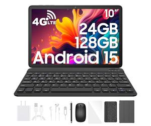 Blackview Tab 60 Pro Tablette Android 15 10 Pouces, 4G LTE, 24 Go RAM, 128 Go, Extensible 2 to, Dual SIM, Octa-Core, 7700 mAh, Widevine L1, Wi-FI 5 GHz, GPS, Face ID, Kit Clavier