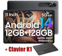 Blackview Tab 90 WiFi Tablette Tactile 10.9"" HD+ IPS Android 14 2.4G+5G WiFi, 12 Go + 128 Go-SD 2 To 8200mAh Gris Avec Clavier K1