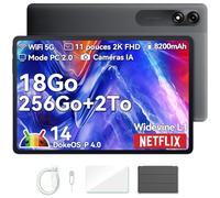 Blackview Tab9WiFi Tablette 11 Pouces 2K FHD+, 18Go + 256Go (TF 2To), Octa Core Tablette Gaming, Android 14, Gemini AI, Tablette Tactile avec Widevine L1, 8200mAh, GMS, Bluetooth 5.0, Face ID