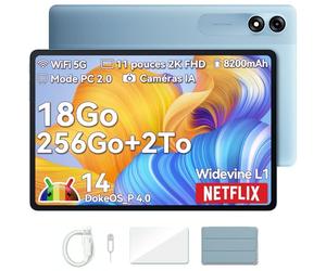 Blackview Tab9WiFi Tablette 11 Pouces 2K FHD+, 18Go + 256Go (TF 2To), Octa Core Tablette Gaming, Android 14, Gemini AI, Tablette Tactile avec Widevine L1, 8200mAh, GMS, Bluetooth 5.0, Face ID