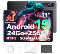 Blackview Tablette 11 Pouces Android 15 Gemini AI, 24Go RAM + 256Go ROM (2TB TF)/8200 mAh/1920 * 1200 FHD IPS Widevide L1/PC Mode/Face ID/Octa-Core Tablette Tactile avec étui