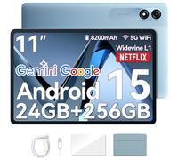 Blackview Tablette 11 Pouces Android 15 Gemini AI, 24Go RAM + 256Go ROM (2TB TF)/8200 mAh/1920 * 1200 FHD IPS Widevide L1/Face ID/PC Mode/Octa-Core Tablette Tactile avec étui