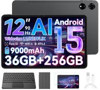 Blackview Tablette 12,1" 2,5K 90Hz Top 3 IA Modèles Android 15 36 Go + 256 Go/SD 2 To, 8800mAh(33W), 50 MP Gris Avec Clavier K1