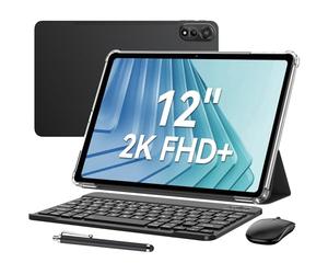 Blackview Tablette 12 Pouces avec Clavier, Tablette Tactile 2K FHD+, Android 15, 18Go RAM 256Go ROM/2TB TF, Tablettes Grand Ecran avec Carte SIM 4G, Gemini AI 3.0, 9000mAh/ 16MP/ Protection Oculaire