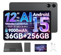 Blackview Tablette 12,1" 2,5K 90Hz Top 3 IA Modèles Android 15 36 Go + 256 Go/SD 2 To, 8800mAh(33W), 50 MP Gris Avec Clavier K1