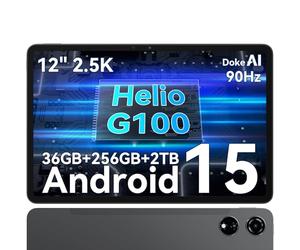 Blackview Tablette Mega3 12 Pouces 90 Hz Android 15 Grand écran 2,5K FHD, Puce AI G100 6 nm, 36 Go de RAM+256 Go de ROM (2 To TF) Tablette PC 5G WiFi+4G LTE/8800 mAh/50 MP+13 MP/Widevine L1/BT/Face ID